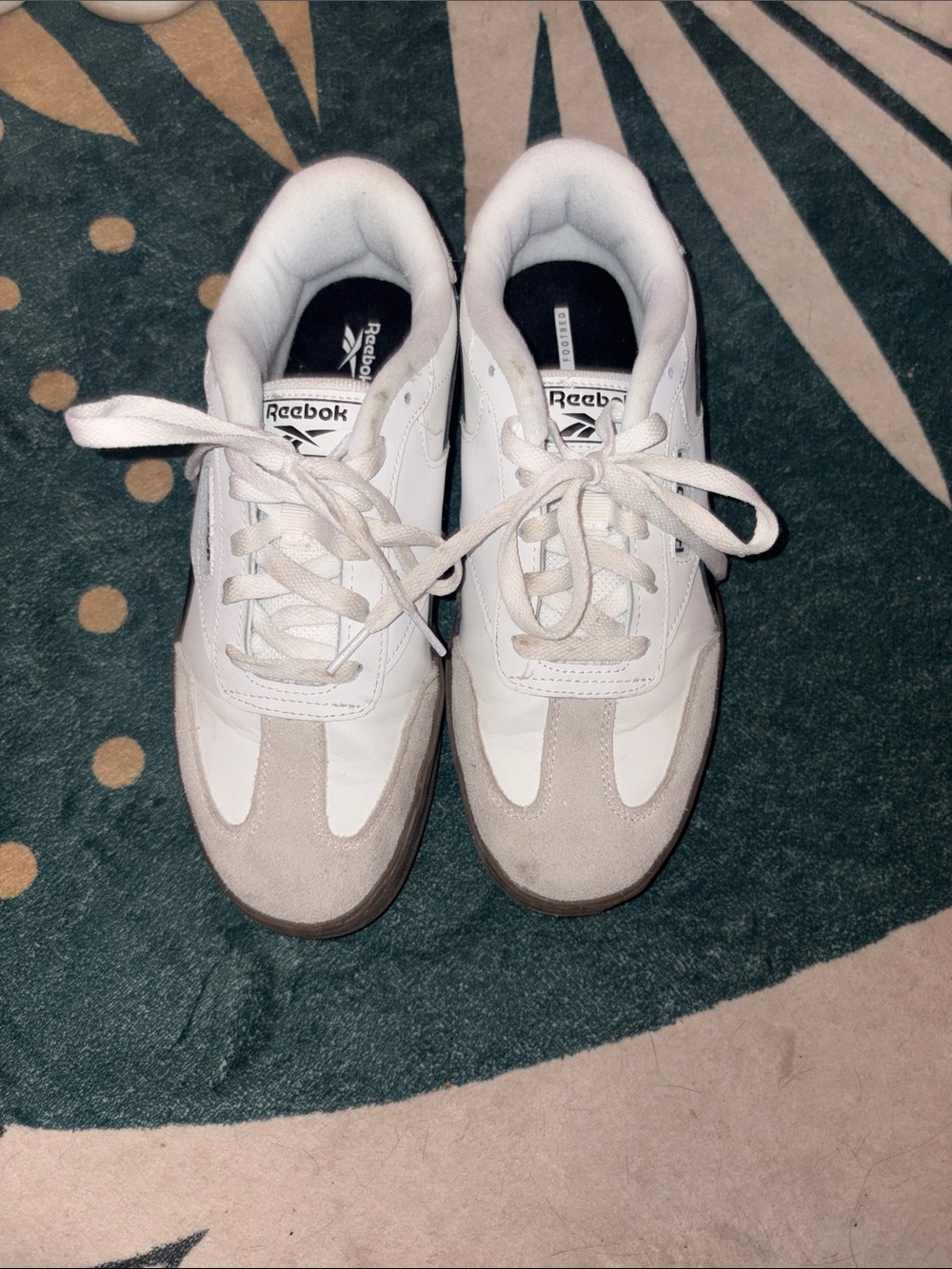 Reebok Kids White Sneakers with Light Gray Suede Accents
